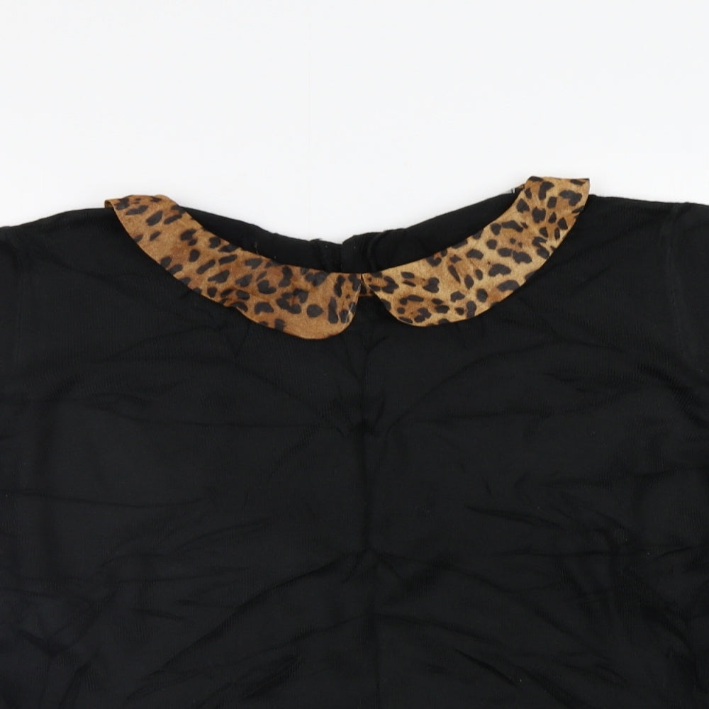 M&S Womens Black Animal Print  Pullover Jumper Size 16