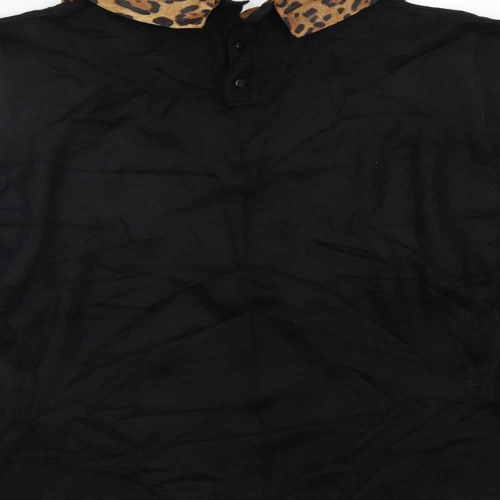 M&S Womens Black Animal Print  Pullover Jumper Size 16