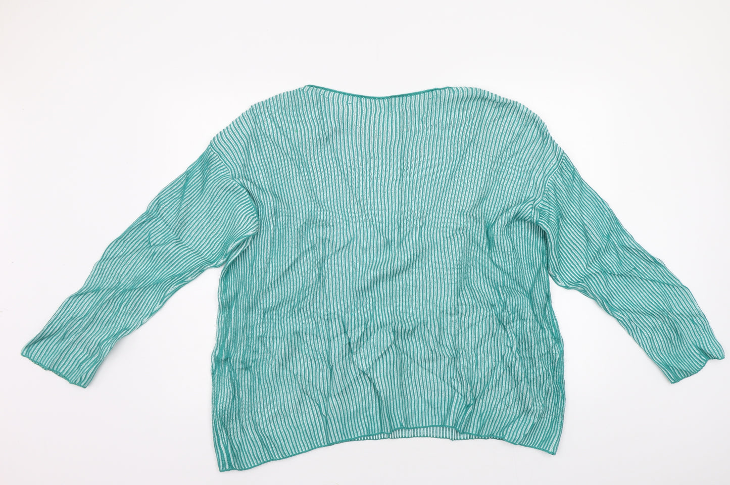 Benetton Womens Green Striped  Pullover Jumper Size L