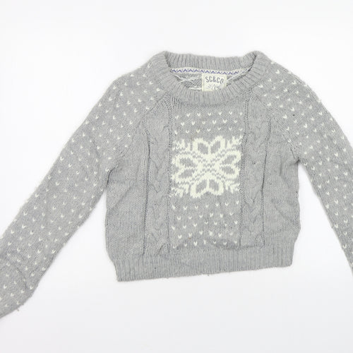 Soul Cal & Co Womens Grey Geometric  Pullover Jumper Size 10