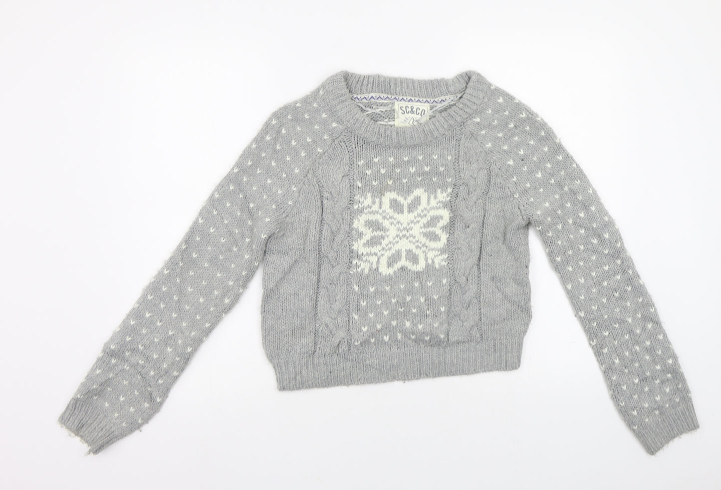 Soul Cal & Co Womens Grey Geometric  Pullover Jumper Size 10