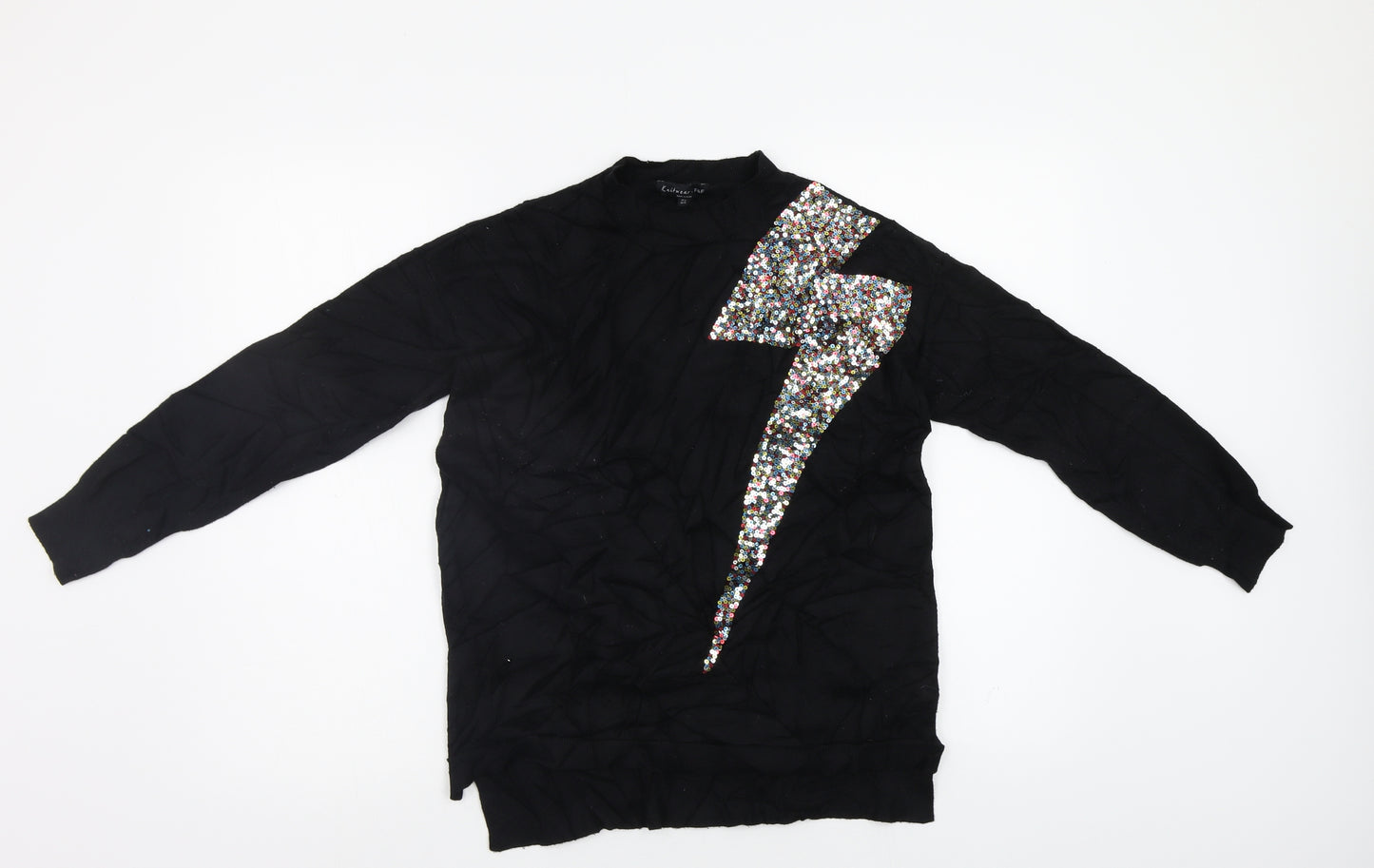 F&F Womens Black   Pullover Jumper Size 8  - Lightening Bolt