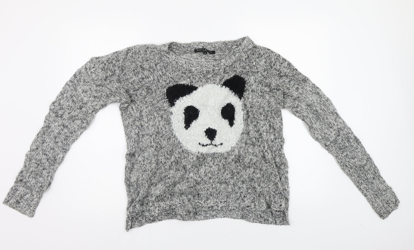 Heart &  Soul Womens Grey   Pullover Jumper Size 14  - Panda