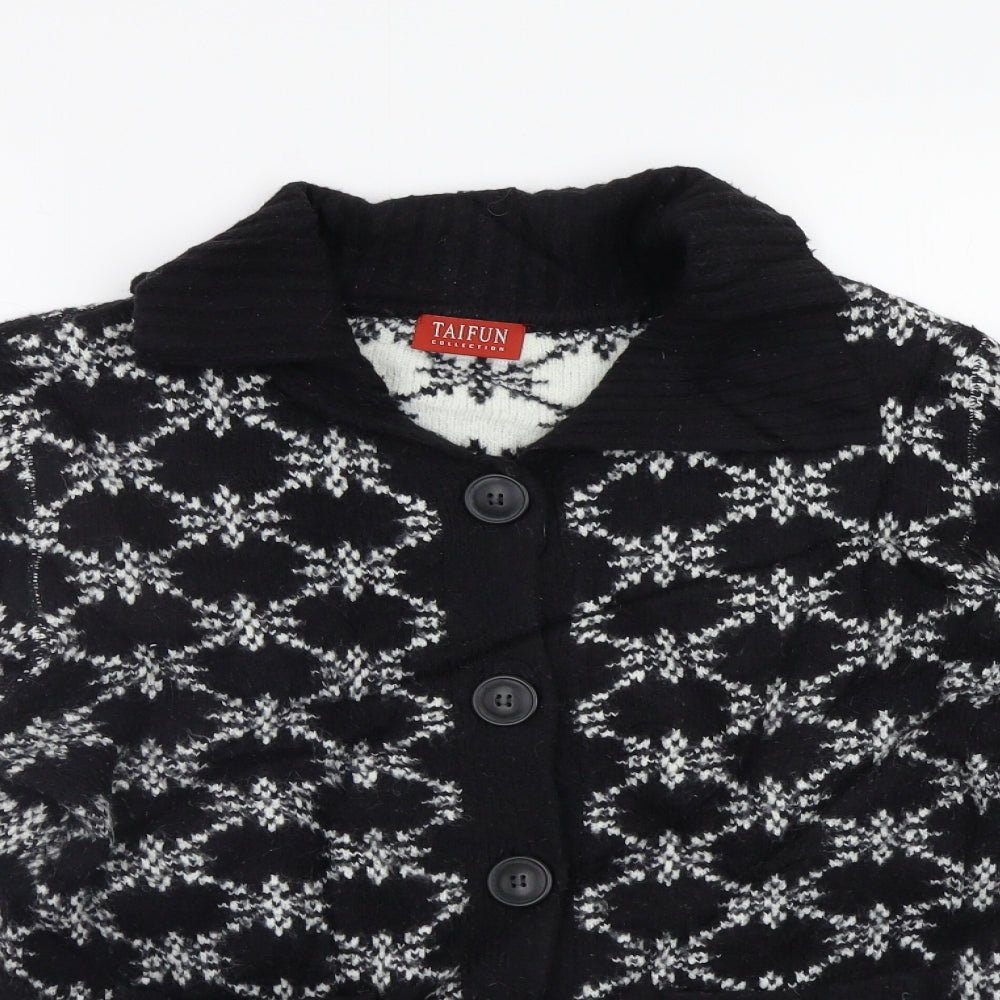 Taifun Womens Black Geometric  Cardigan Jumper Size M