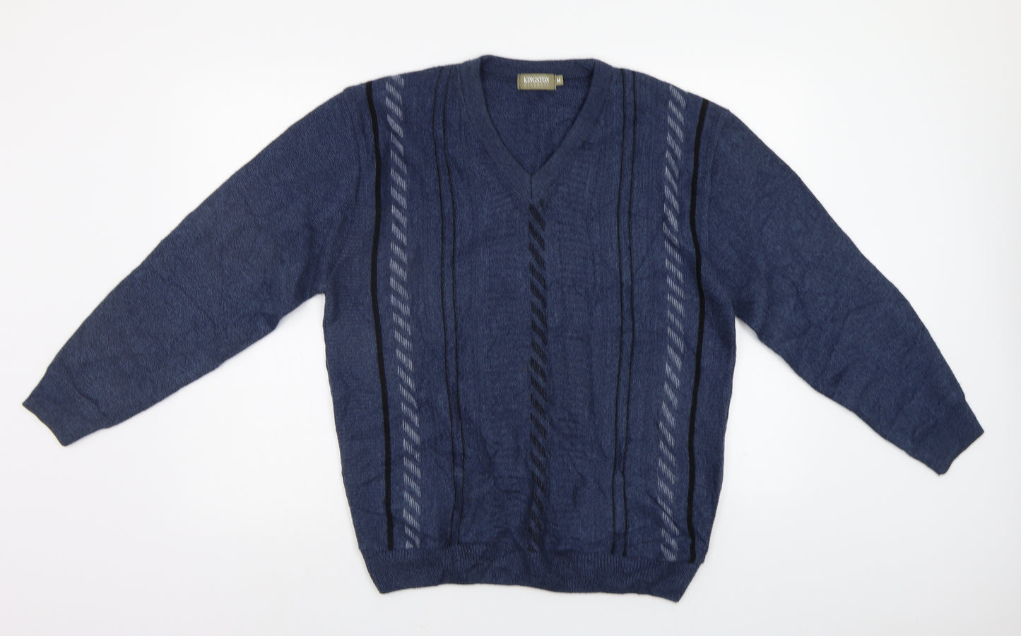 Kingston Mens Blue Striped  Pullover Jumper Size M