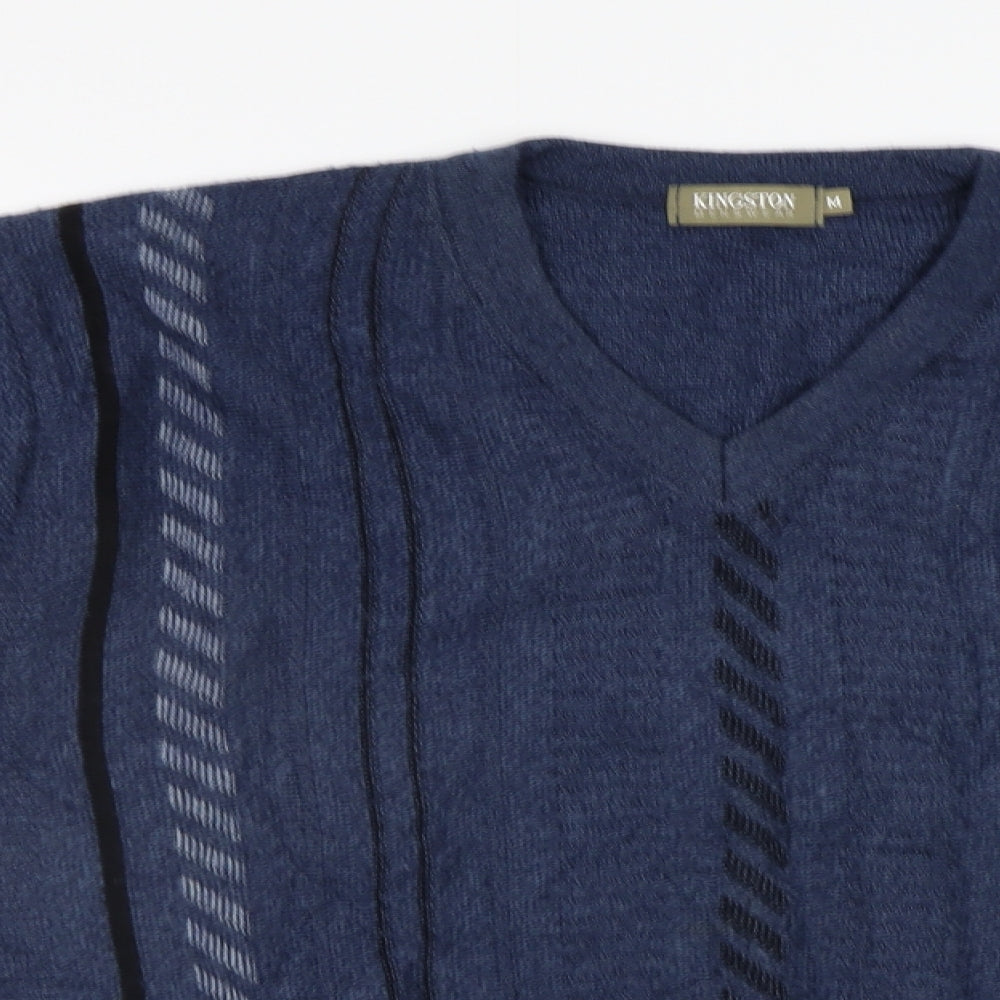 Kingston Mens Blue Striped  Pullover Jumper Size M