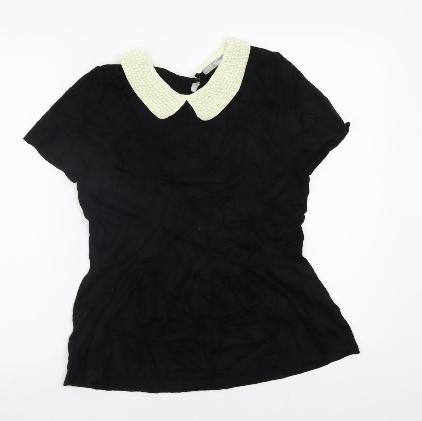M&S Womens Black   Pullover Jumper Size 12  - Beaded Collar