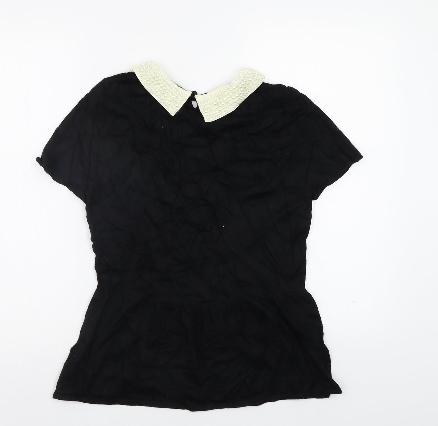 M&S Womens Black   Pullover Jumper Size 12  - Beaded Collar