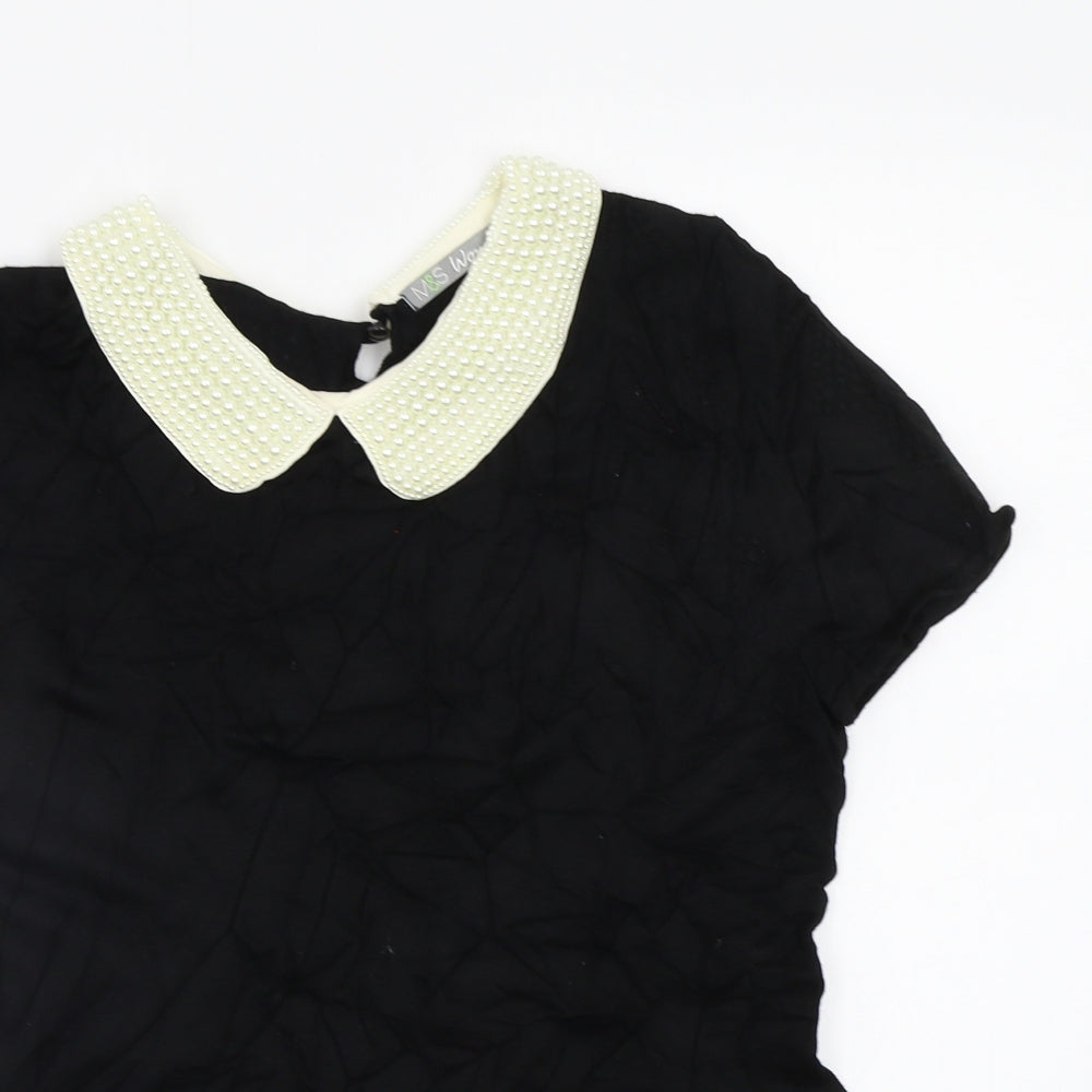 M&S Womens Black   Pullover Jumper Size 12  - Beaded Collar