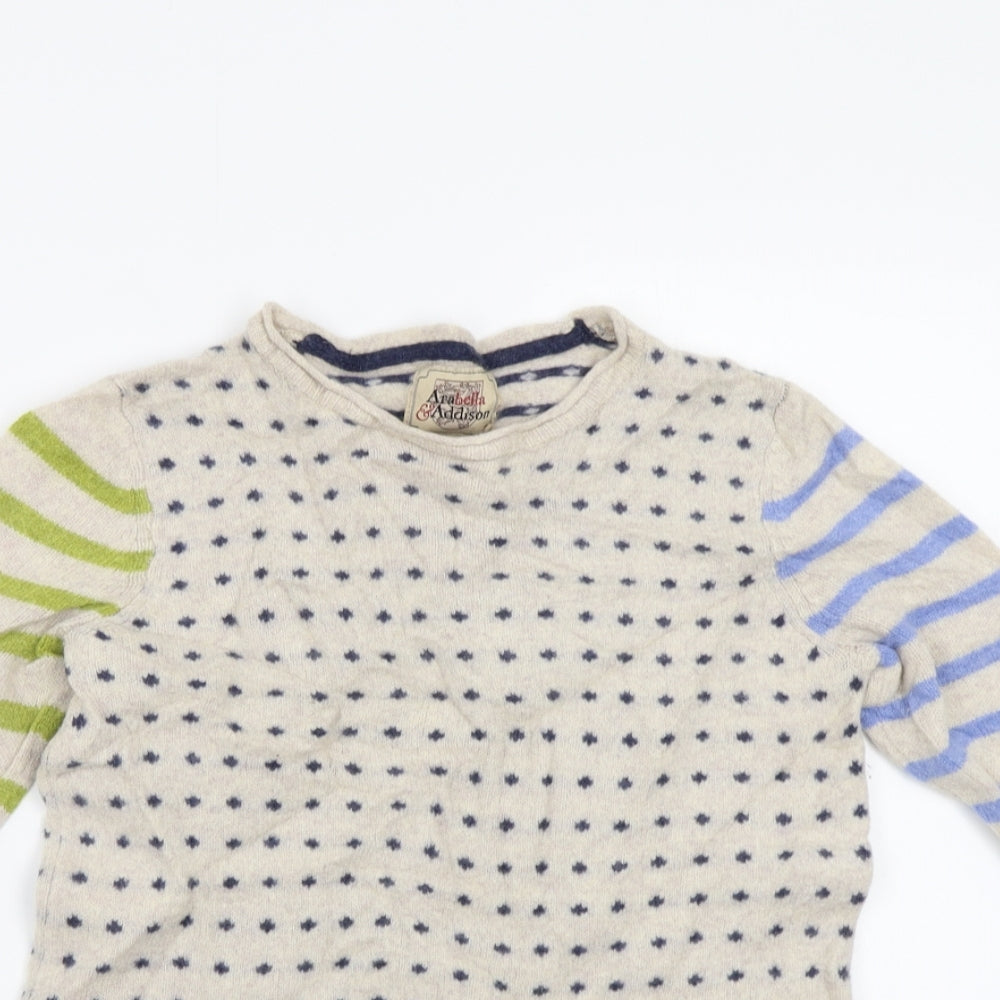 Arabella & Addison Womens Beige Striped  Pullover Jumper Size M