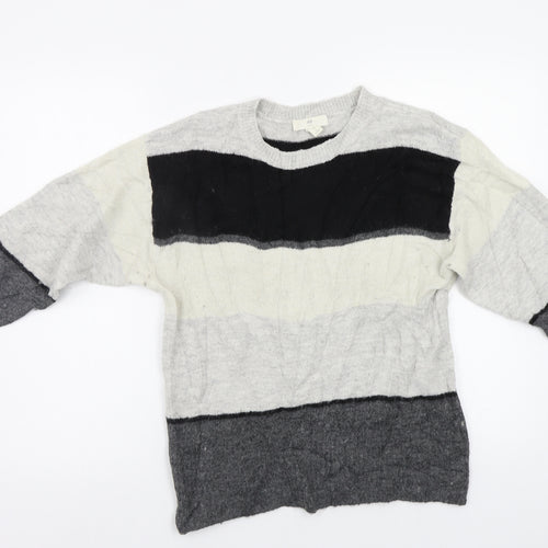 H&M Womens Grey Striped  Pullover Jumper Size S