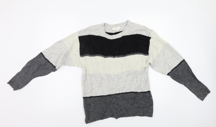 H&M Womens Grey Striped Pullover Jumper Size S