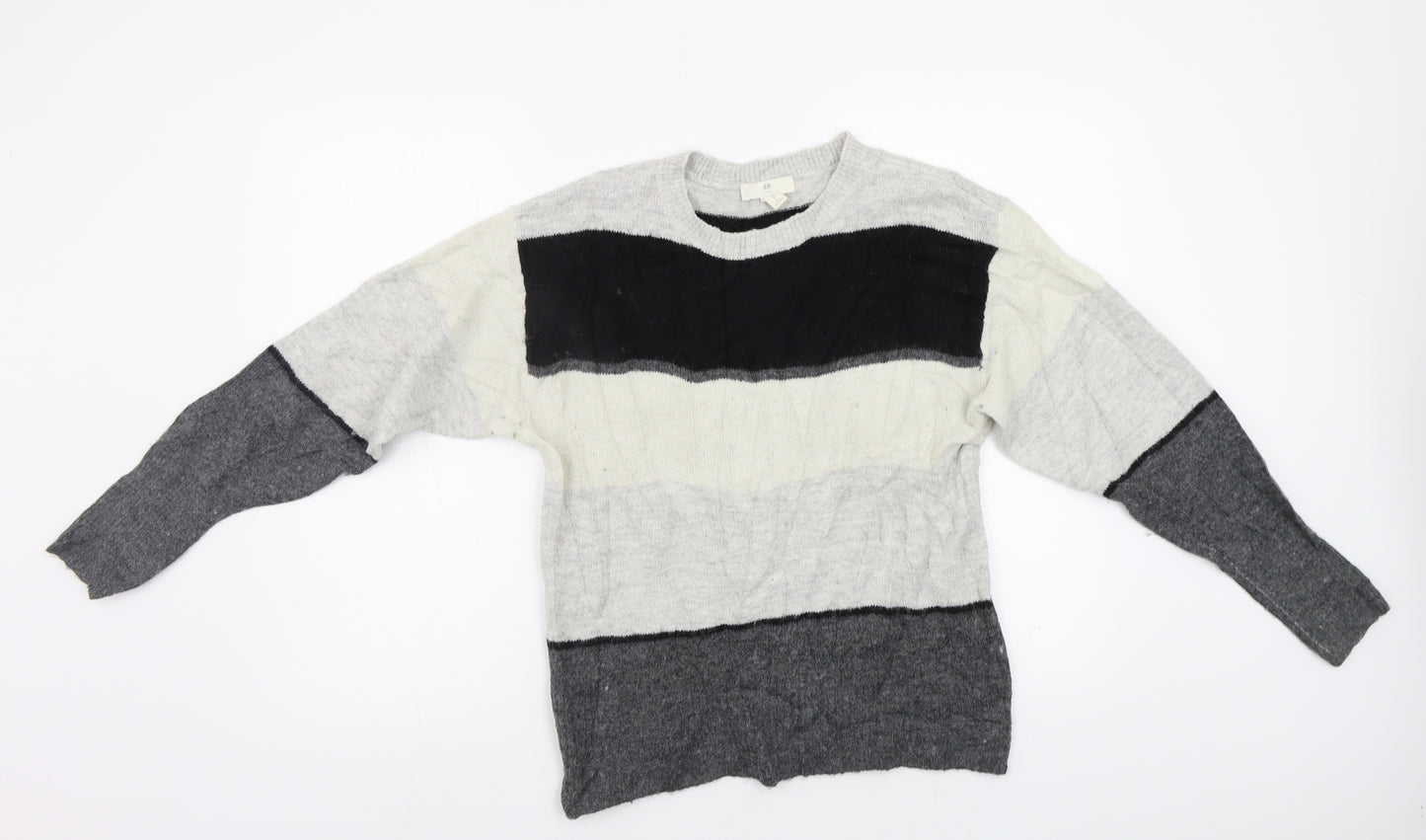 H&M Womens Grey Striped  Pullover Jumper Size S