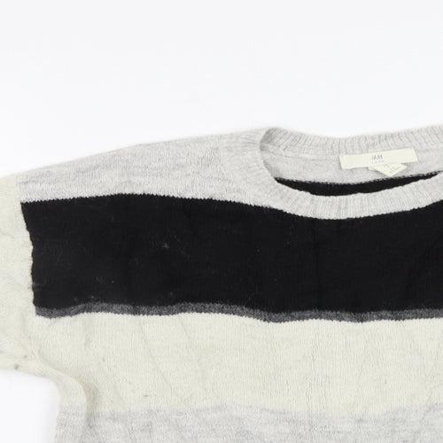 H&M Womens Grey Striped  Pullover Jumper Size S