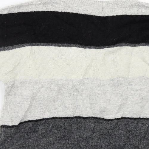 H&M Womens Grey Striped  Pullover Jumper Size S