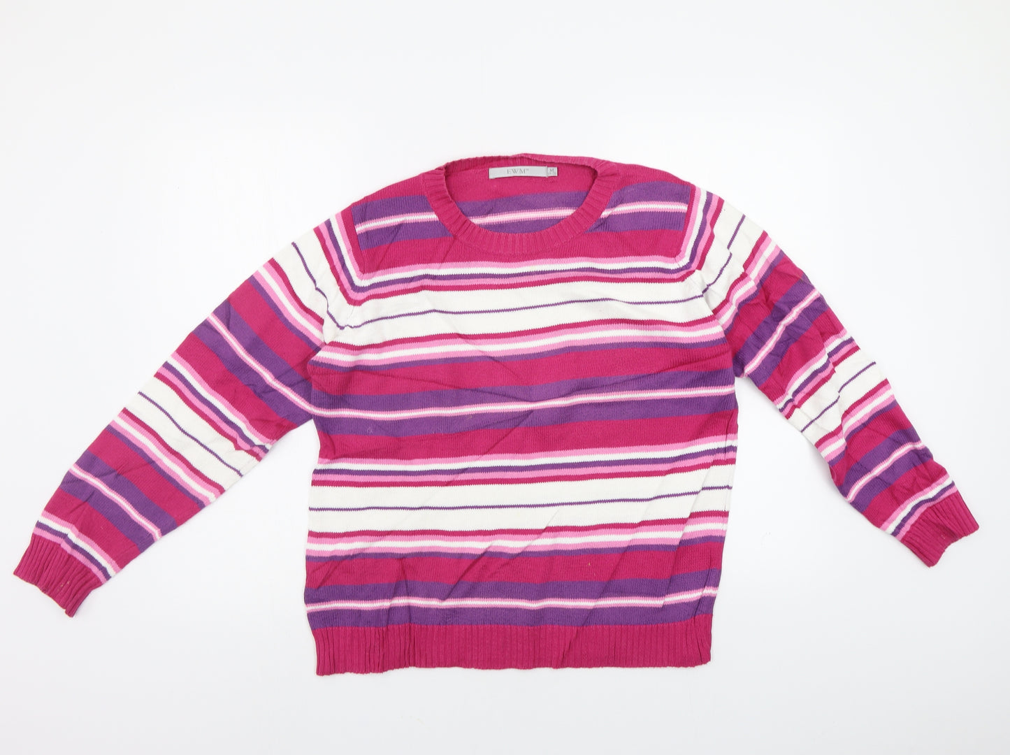 EWM Womens Pink Striped  Pullover Jumper Size M