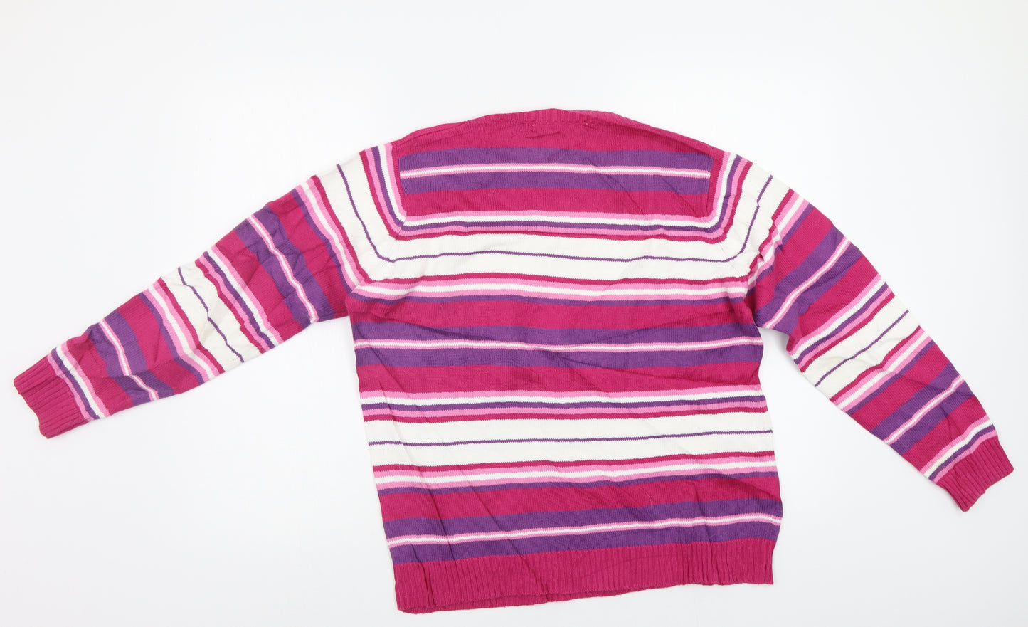 EWM Womens Pink Striped  Pullover Jumper Size M