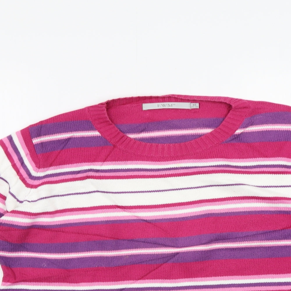 EWM Womens Pink Striped  Pullover Jumper Size M