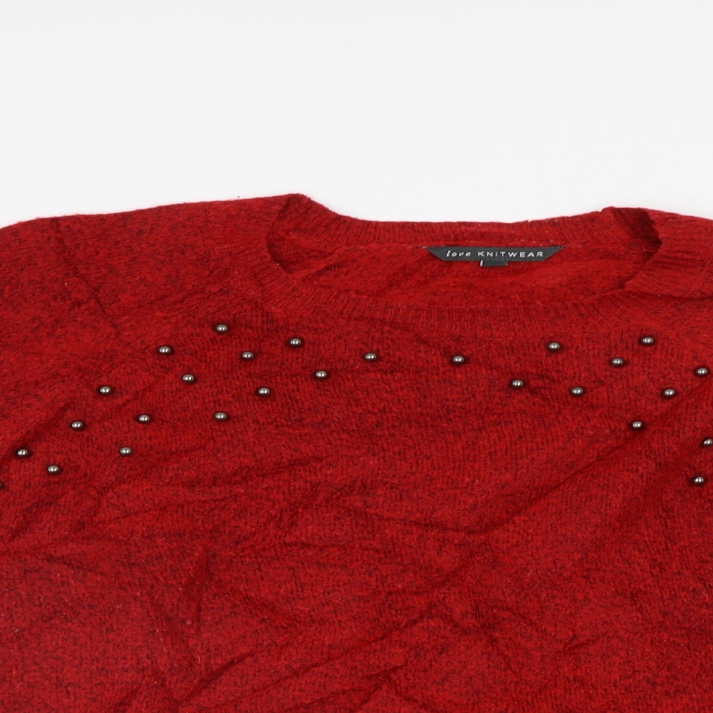 Bonmarché Womens Red   Pullover Jumper Size 22  - Beaded