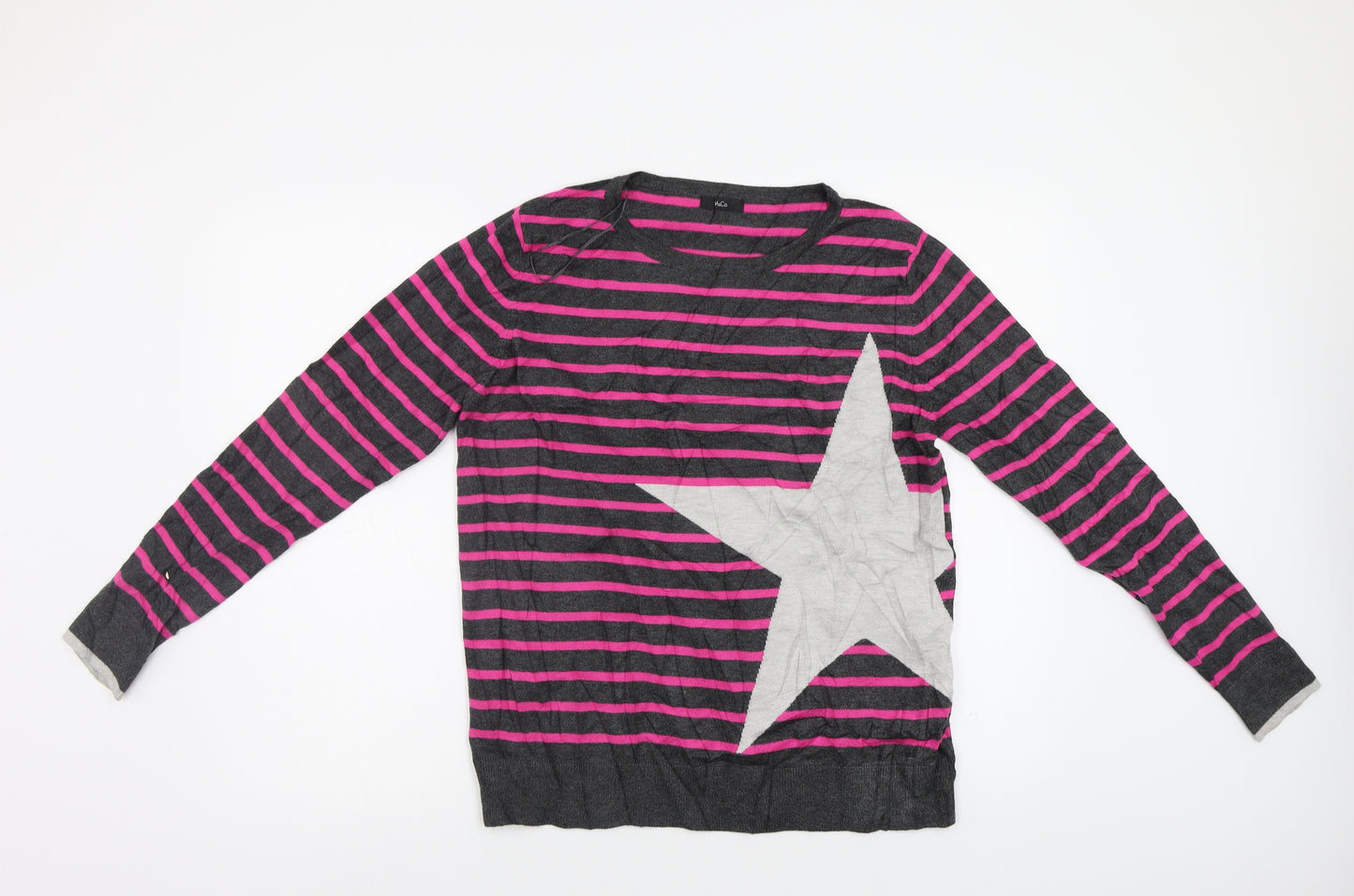 M&Co Womens Pink Striped  Pullover Jumper Size 14