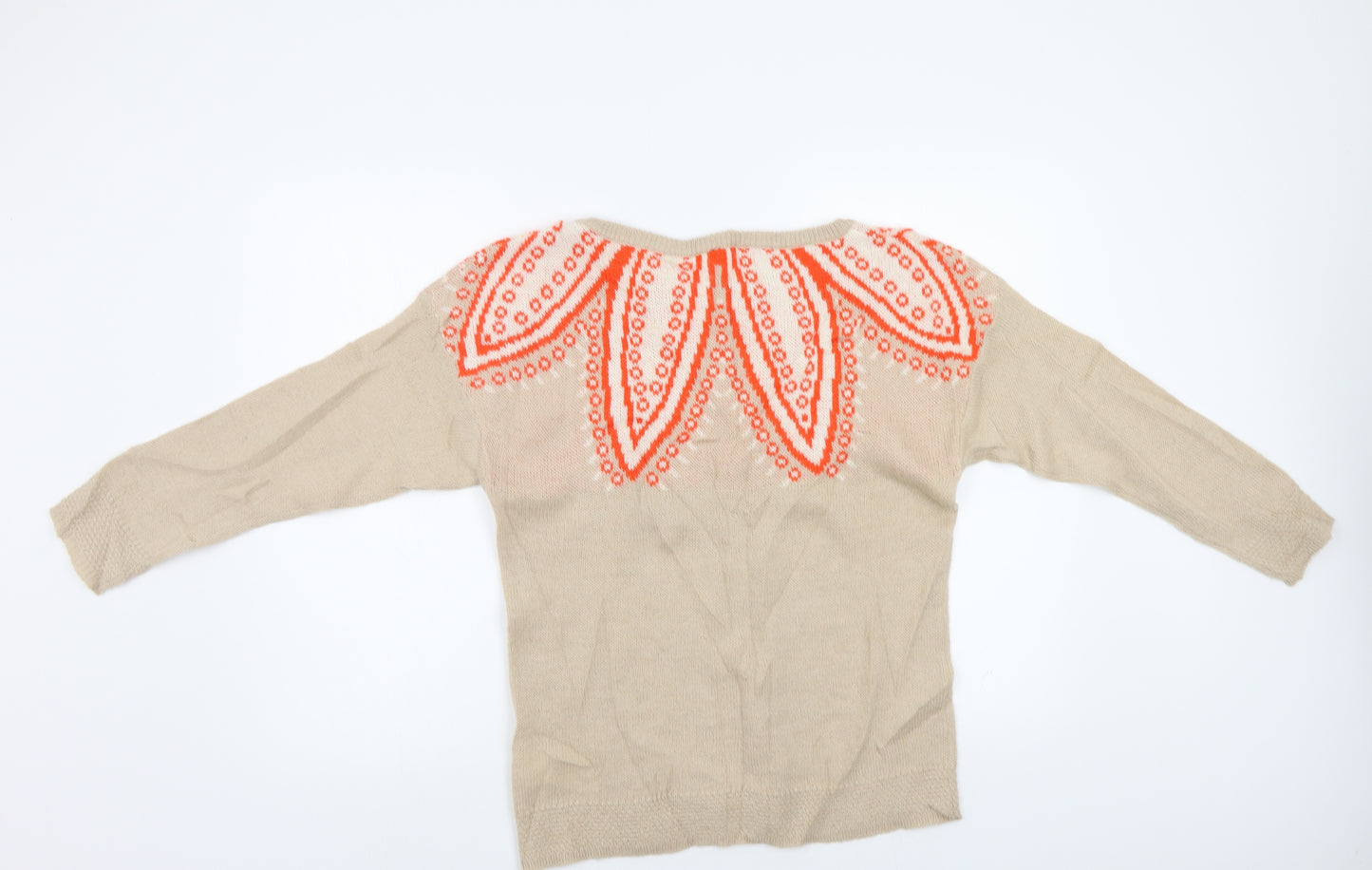 Benetton Womens Beige Floral  Pullover Jumper Size M