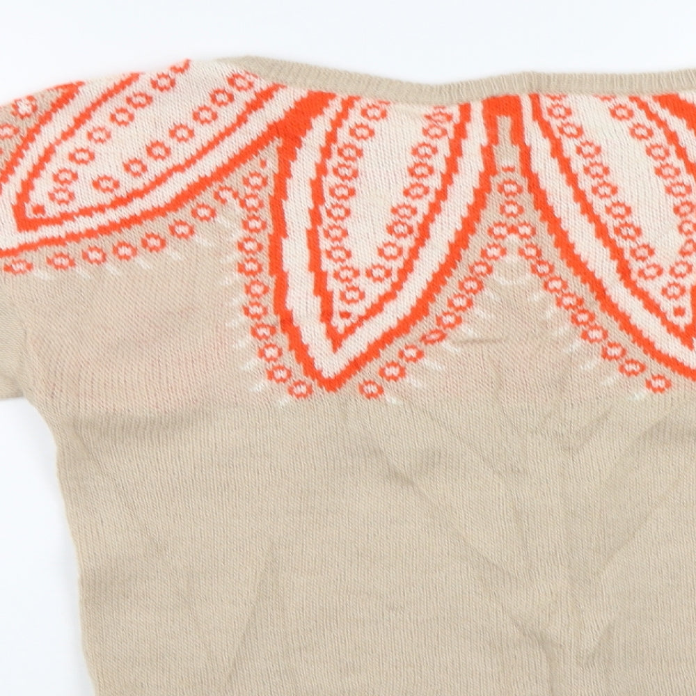 Benetton Womens Beige Floral  Pullover Jumper Size M
