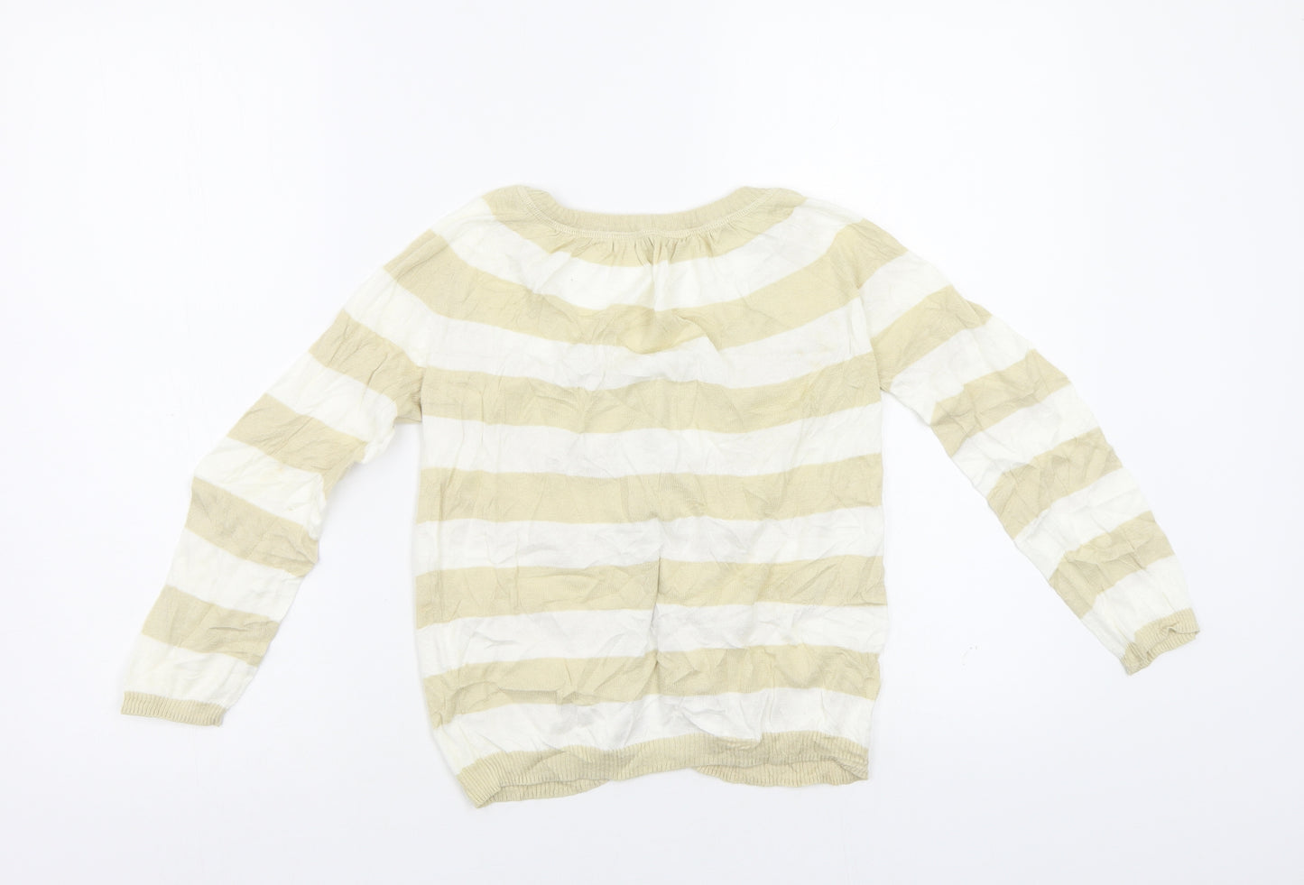 Preworn Womens Beige Striped  Cardigan Jumper Size S