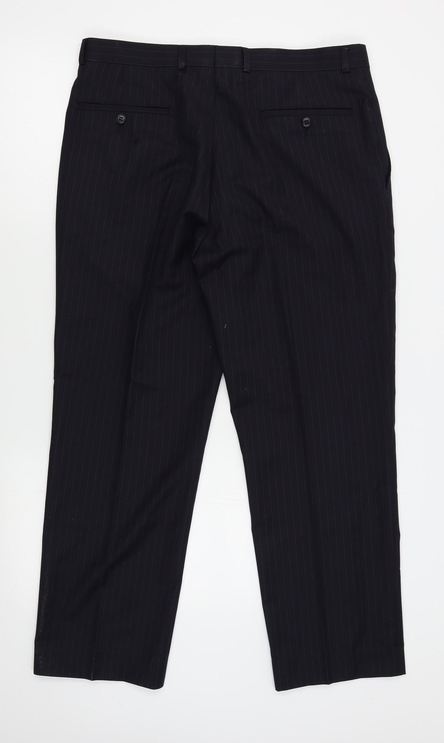 Austin Reed Mens Black Striped   Suit Trousers Size 34 L28 in