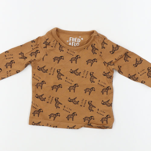 F&F Baby Brown Animal Print  Basic T-Shirt Size 0-3 Months