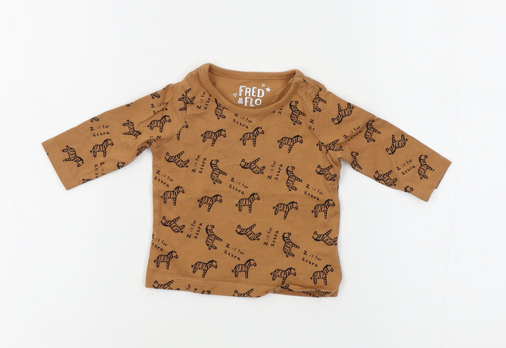 F&F Baby Brown Animal Print  Basic T-Shirt Size 0-3 Months