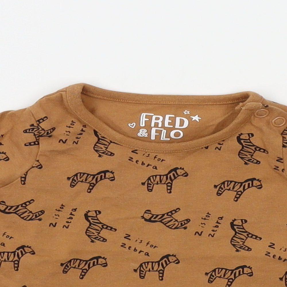F&F Baby Brown Animal Print  Basic T-Shirt Size 0-3 Months