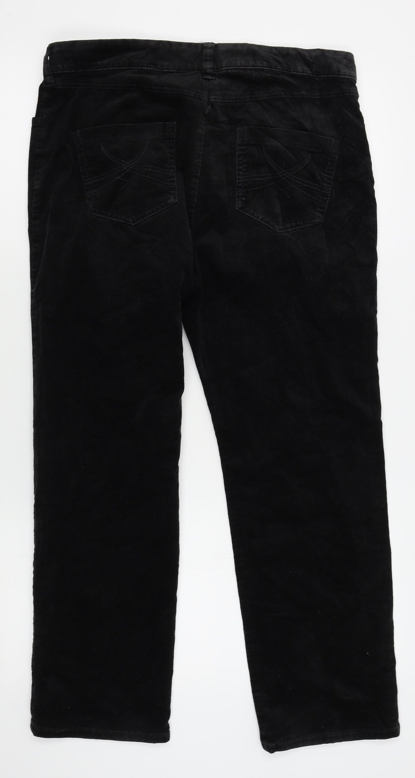 M&S Womens Black  Corduroy Straight Jeans Size 14 L26 in