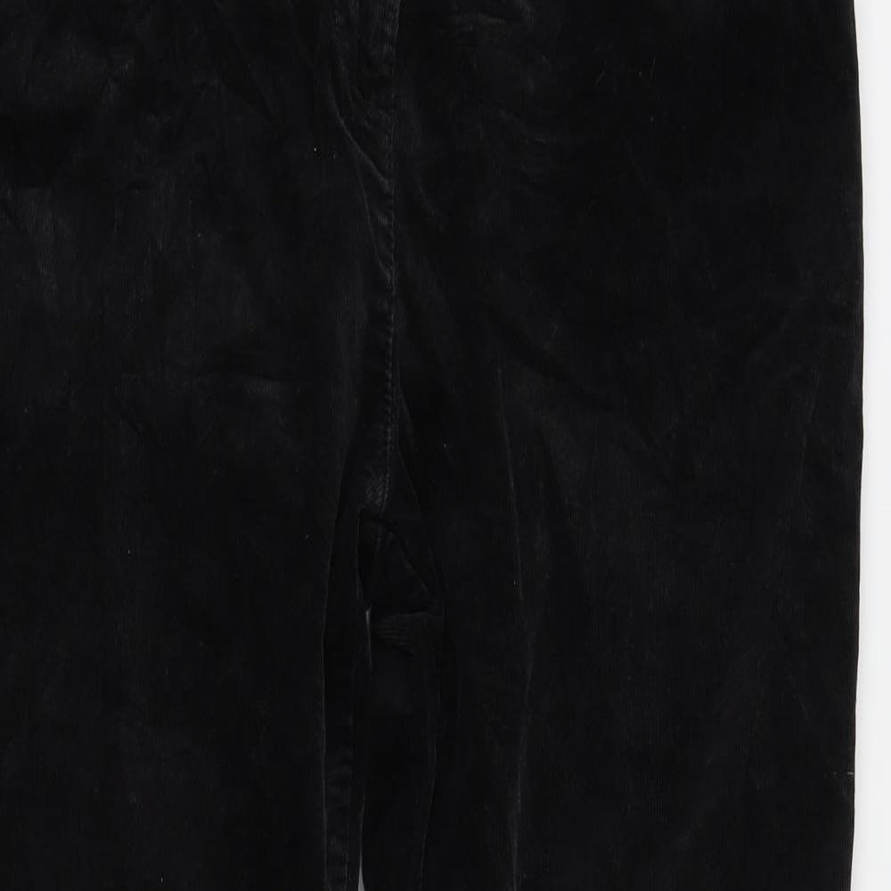 M&S Womens Black  Corduroy Straight Jeans Size 14 L26 in