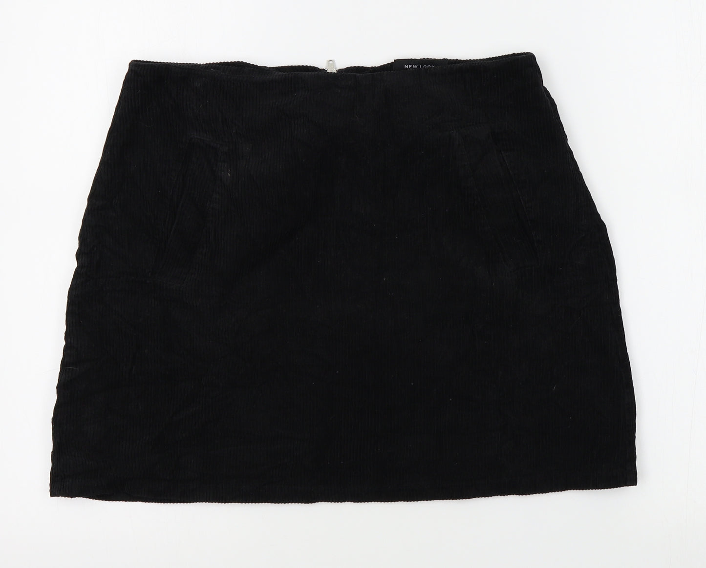 New Look Womens Black  Corduroy A-Line Skirt Size 10