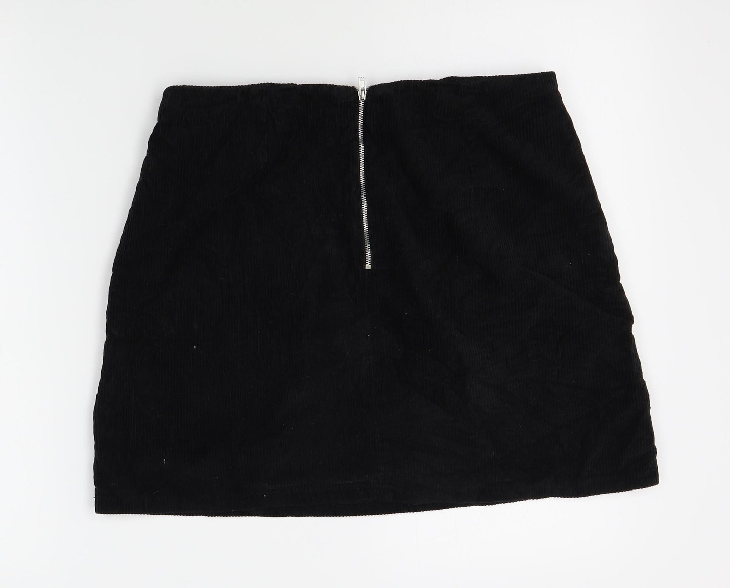New Look Womens Black  Corduroy A-Line Skirt Size 10