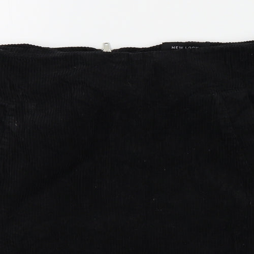 New Look Womens Black  Corduroy A-Line Skirt Size 10