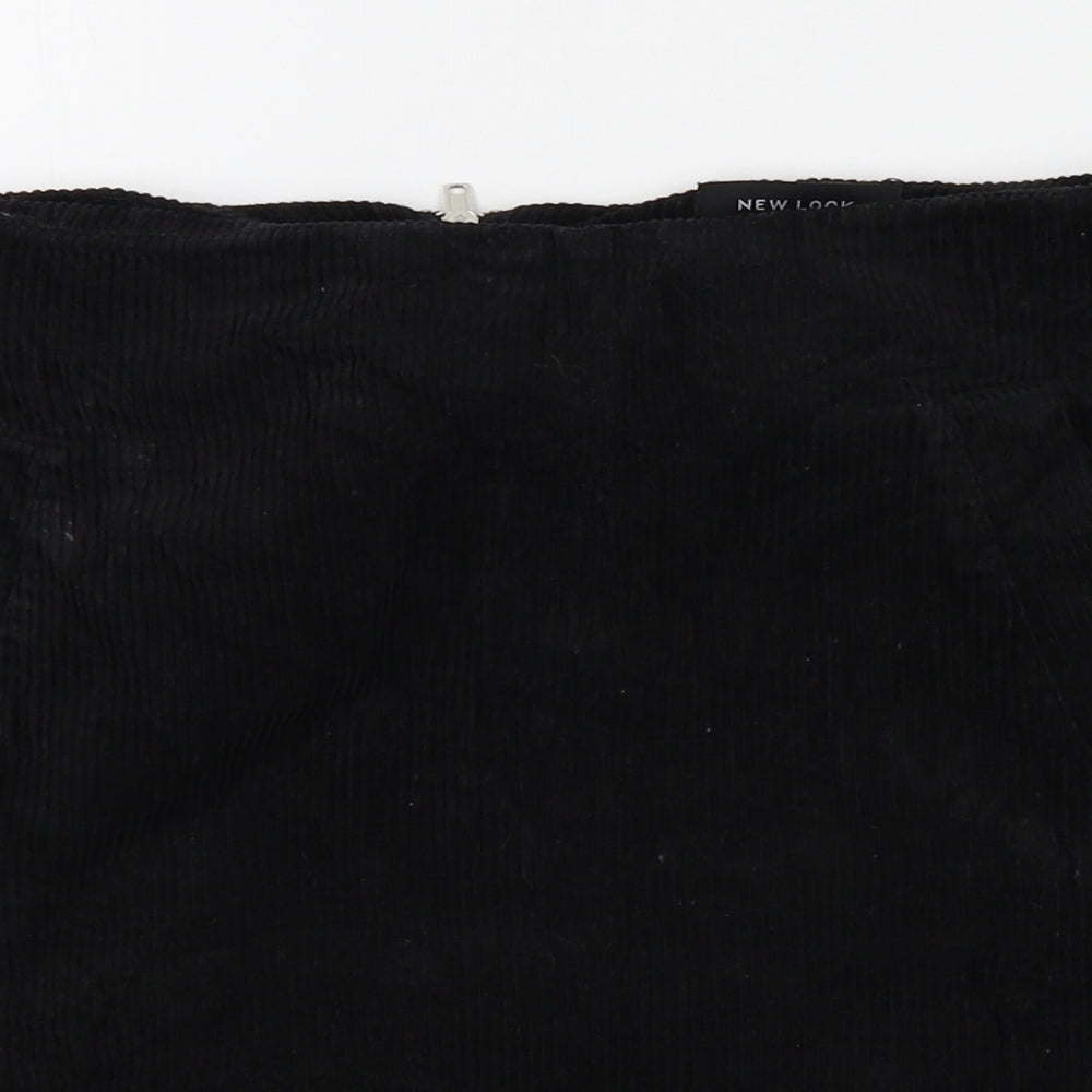 New Look Womens Black  Corduroy A-Line Skirt Size 10