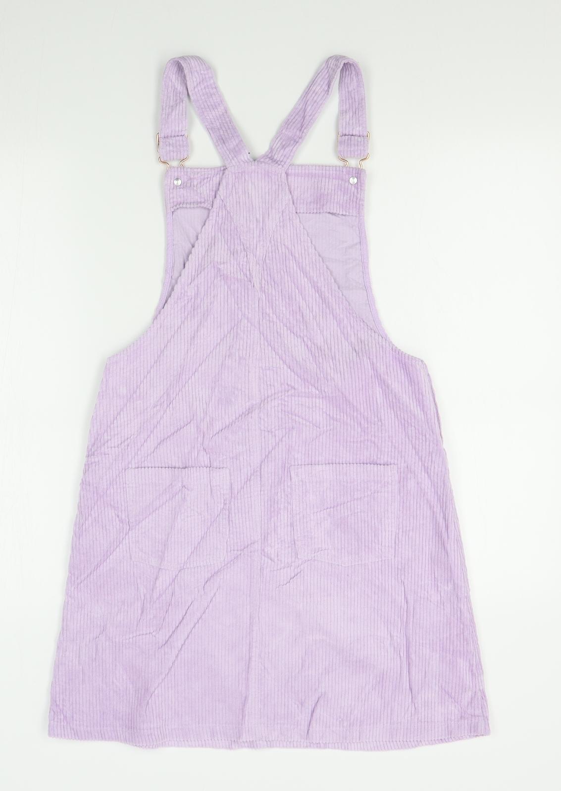 M&S Girls Purple  Corduroy Pinafore/Dungaree Dress  Size 13-14 Years