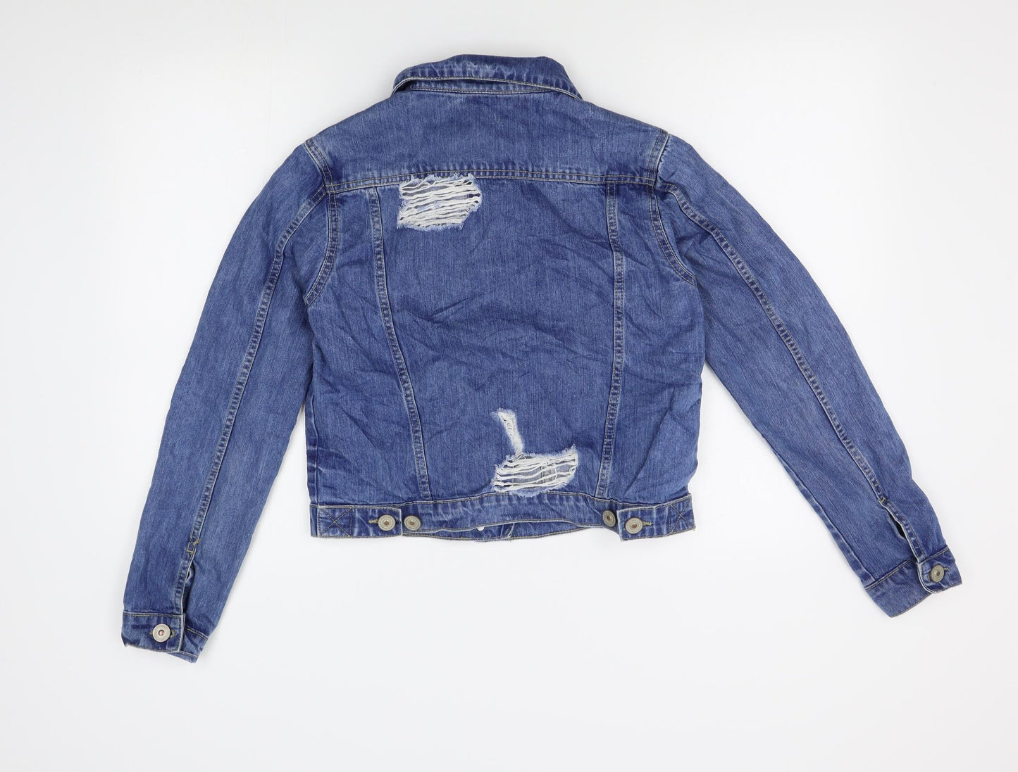 Parisian Womens Blue   Jacket  Size 12  - distressed, rose decal