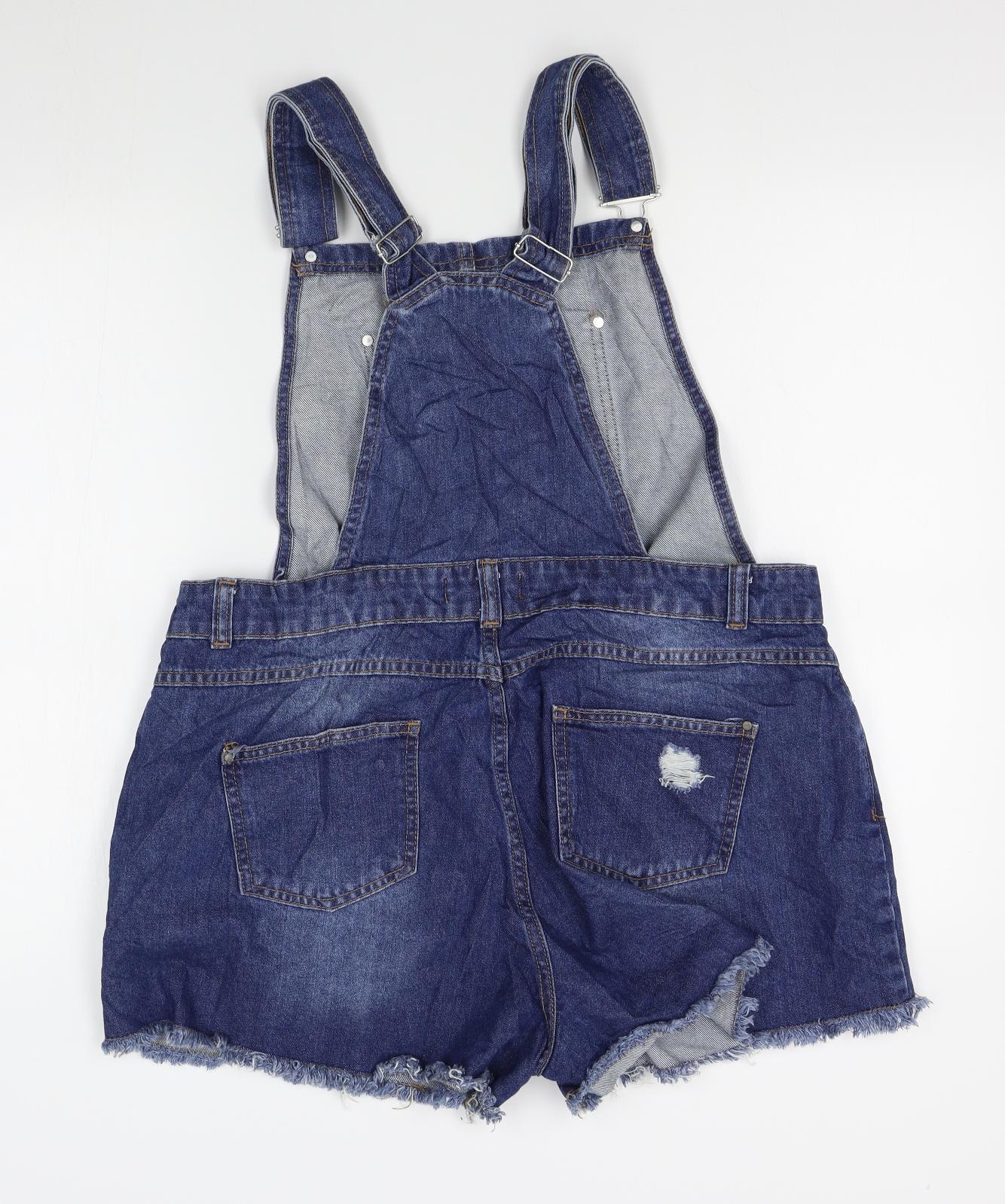 Select Womens Blue   Dungaree One-Piece Size 18  - dungaree shorts, distressed