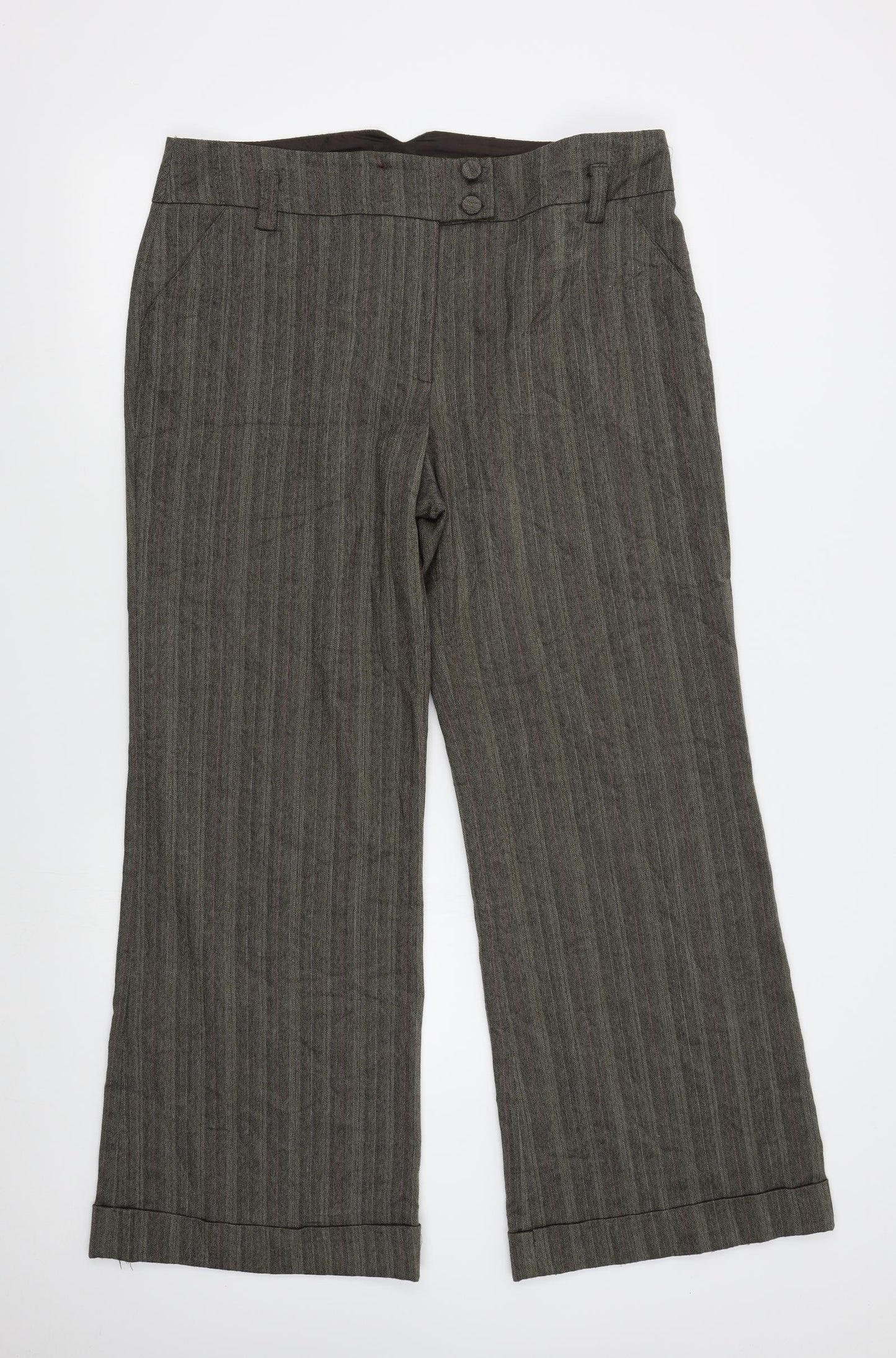 Dorothy Perkins Womens Brown Herringbone  Bloomer Trousers Size 16 L29 in