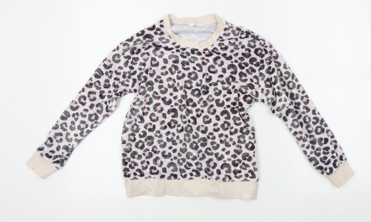 M&S Girls Purple Animal Print  Pullover Jumper Size 10-11 Years