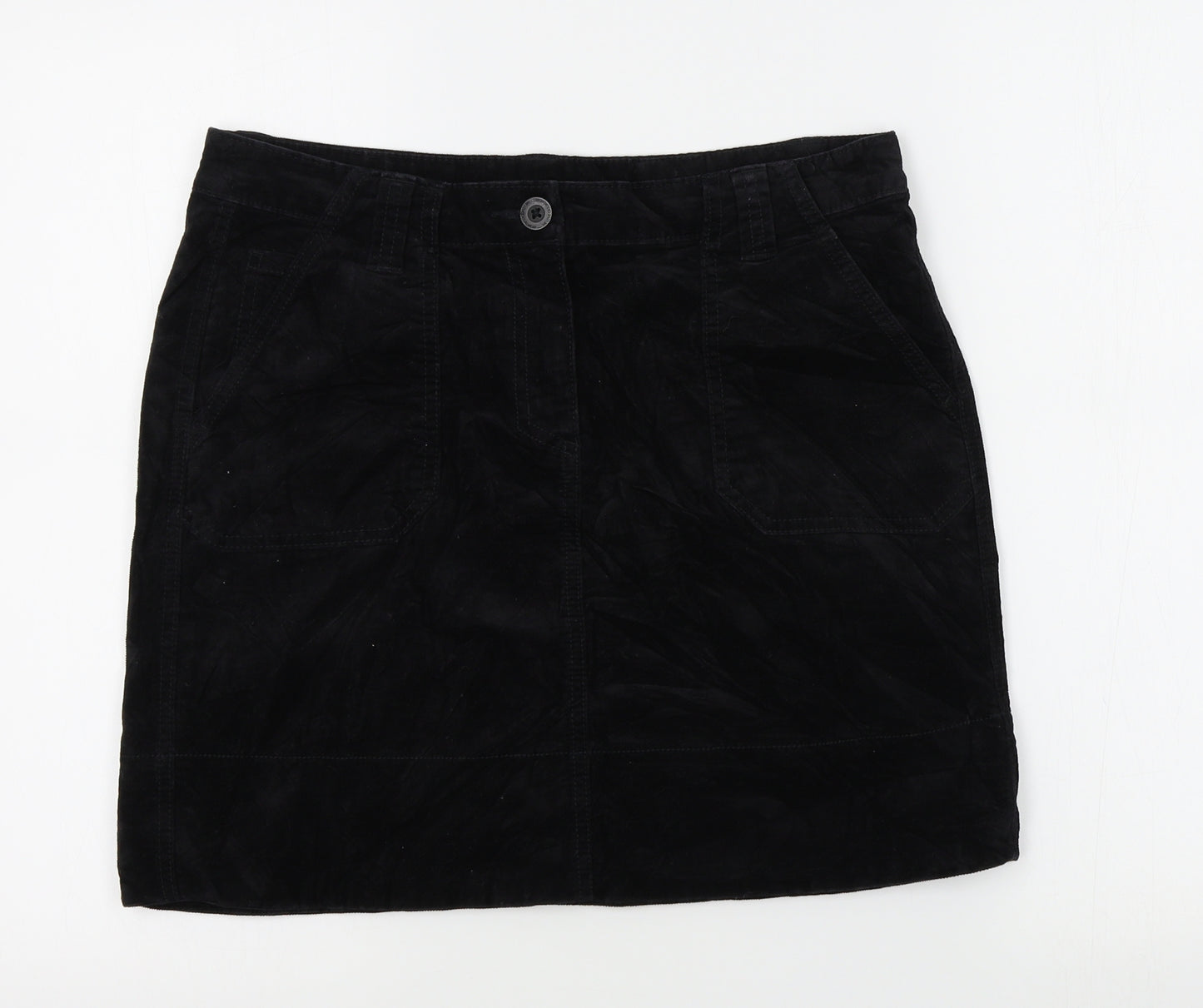 M&S Womens Black  Corduroy Straight & Pencil Skirt Size 10