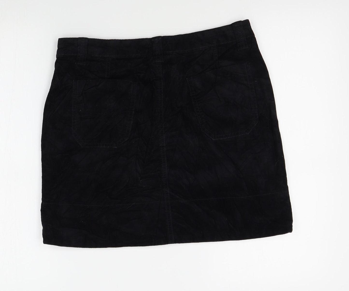 M&S Womens Black  Corduroy Straight & Pencil Skirt Size 10