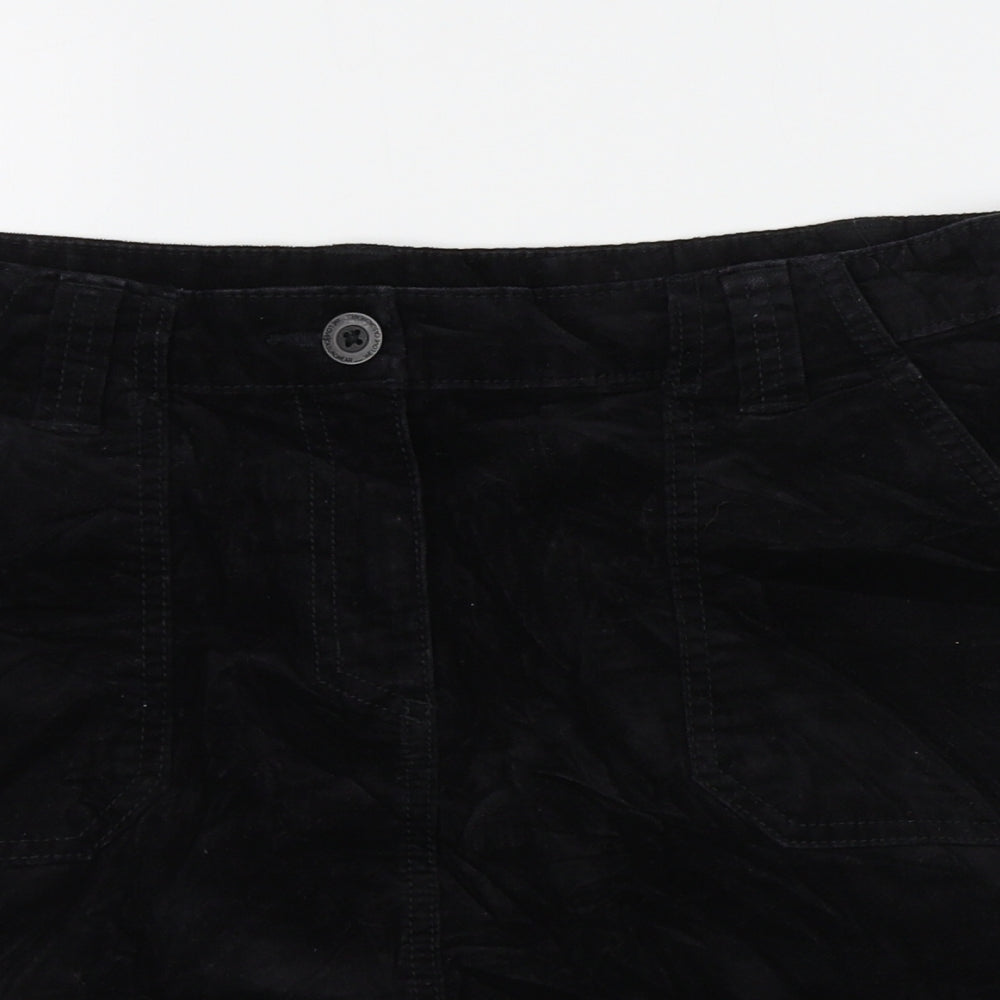 M&S Womens Black  Corduroy Straight & Pencil Skirt Size 10