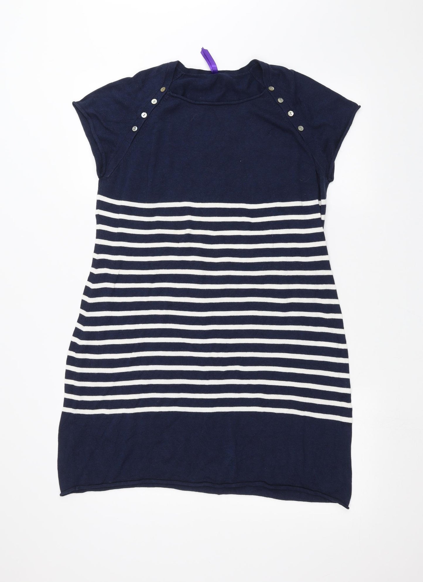 serophine Womens Blue Striped  Basic T-Shirt Size 14