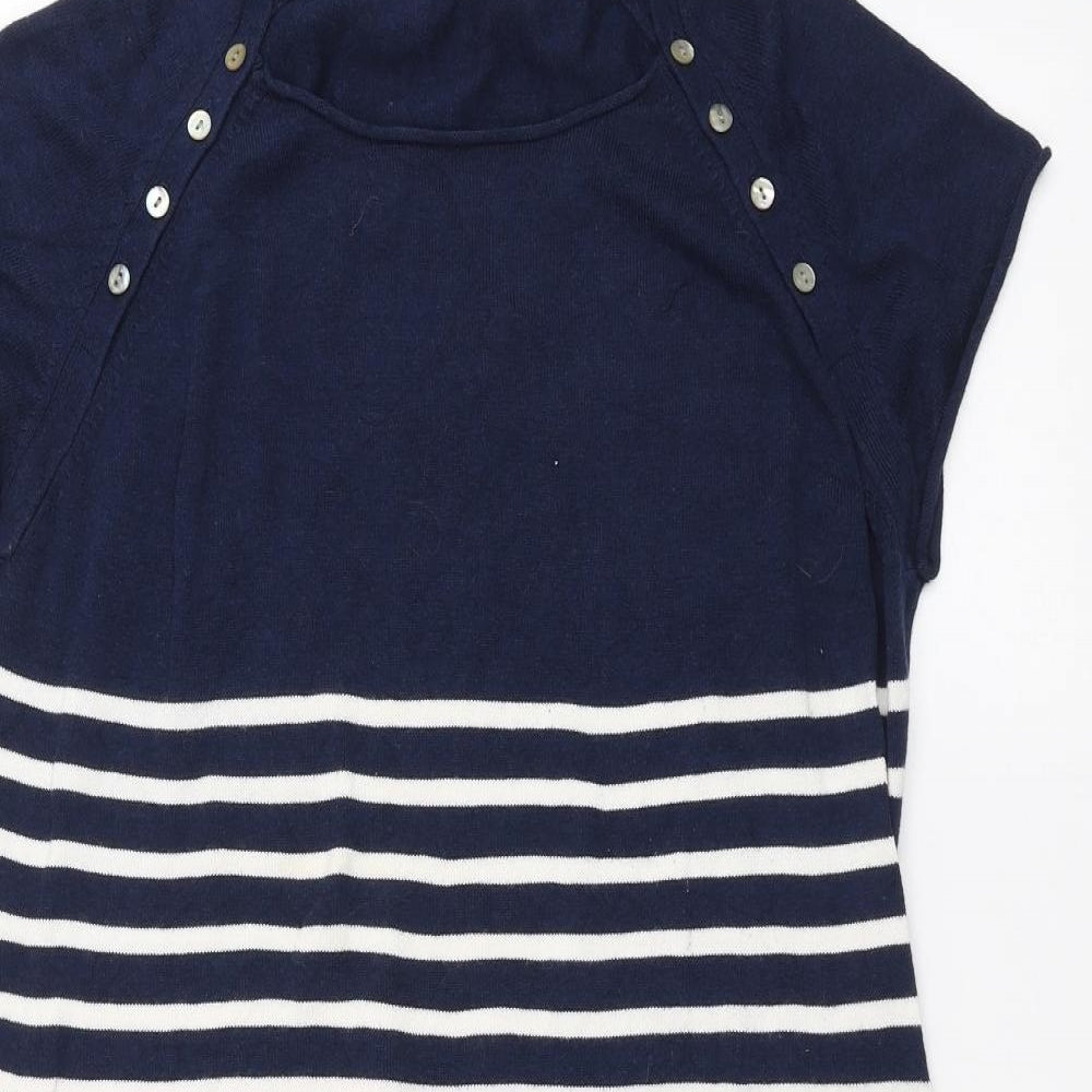 serophine Womens Blue Striped  Basic T-Shirt Size 14