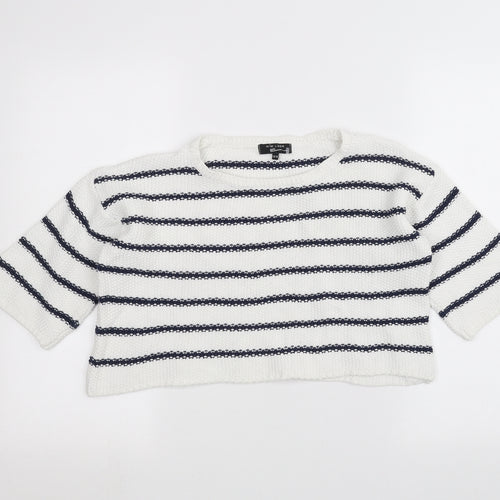 New Look Girls White Striped  Pullover Jumper Size 12-13 Years