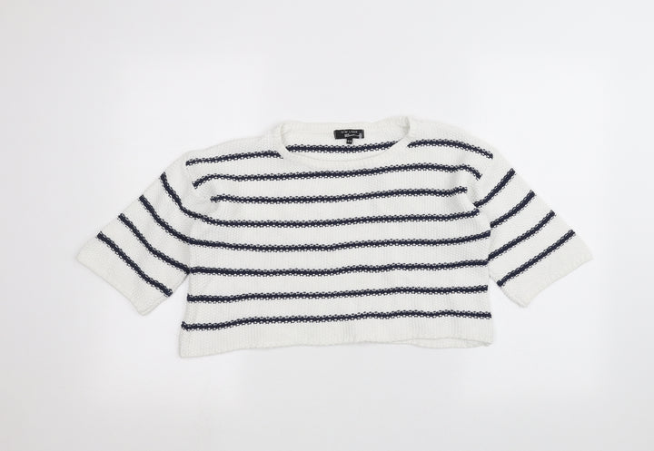 New Look Girls White Striped Pullover Jumper Size 12-13 Years