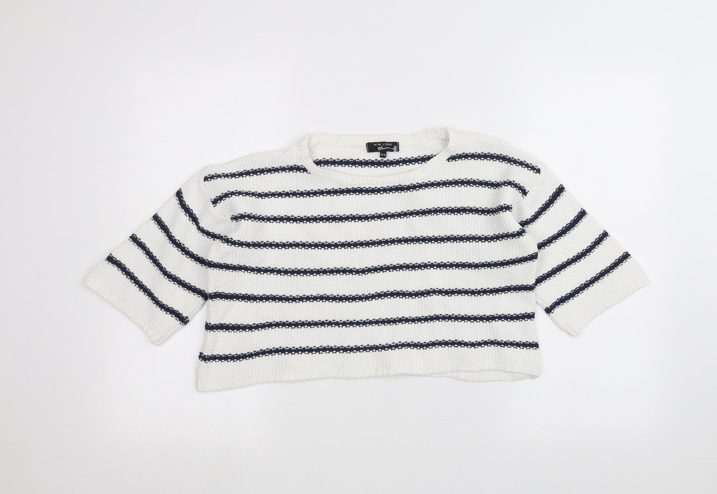 New Look Girls White Striped  Pullover Jumper Size 12-13 Years